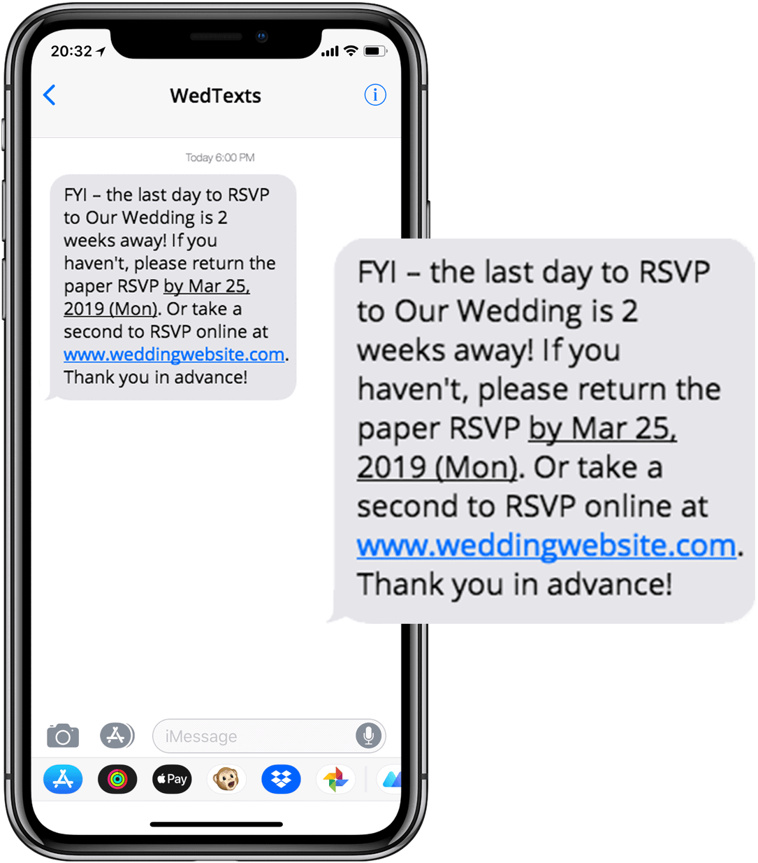 wedding text messages - iphone - wedding rsvp reminder